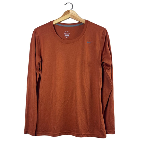 Women's Burnt Orange Nike Dri-Fit Long Sleeve Shirt M - Picture 1 of 6